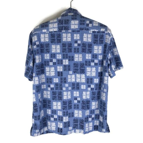 Nat Nast Silk Blend Short Sleeve Shirt Men's Medium Button Up Geometric Print - Picture 5 of 11